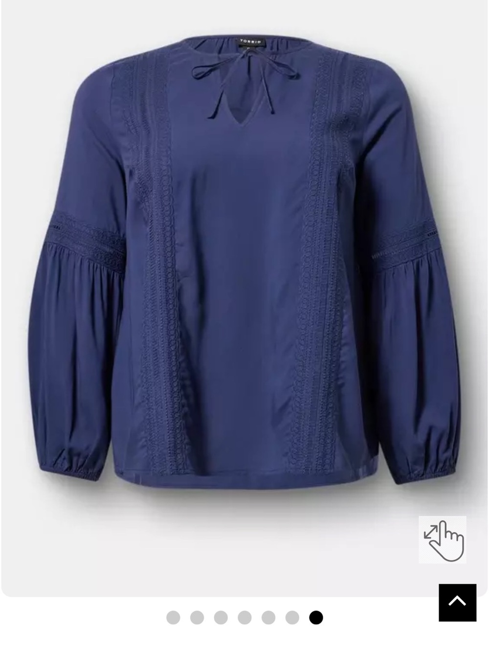 torrid Indigo Lace-Trim Keyhole Peasant Blouse